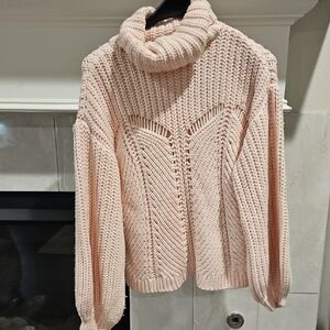 525 America Soft Pink Cowl Neck Sweater